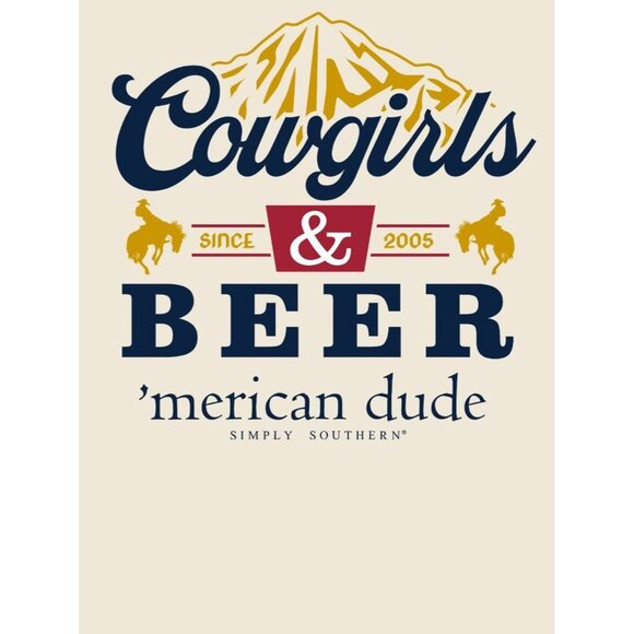 Simply Southern ‘Merican Dude Cowgirls & Beer Short Sleeve T-Shirt - NEW - Picture 3 of 6
